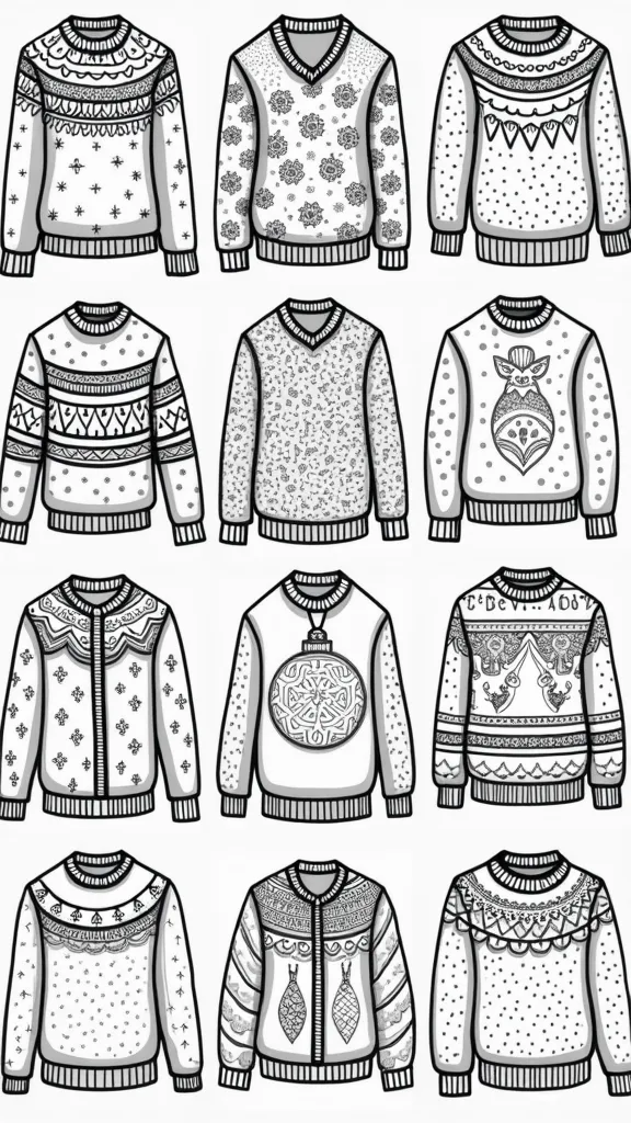 christmas sweater coloring pages